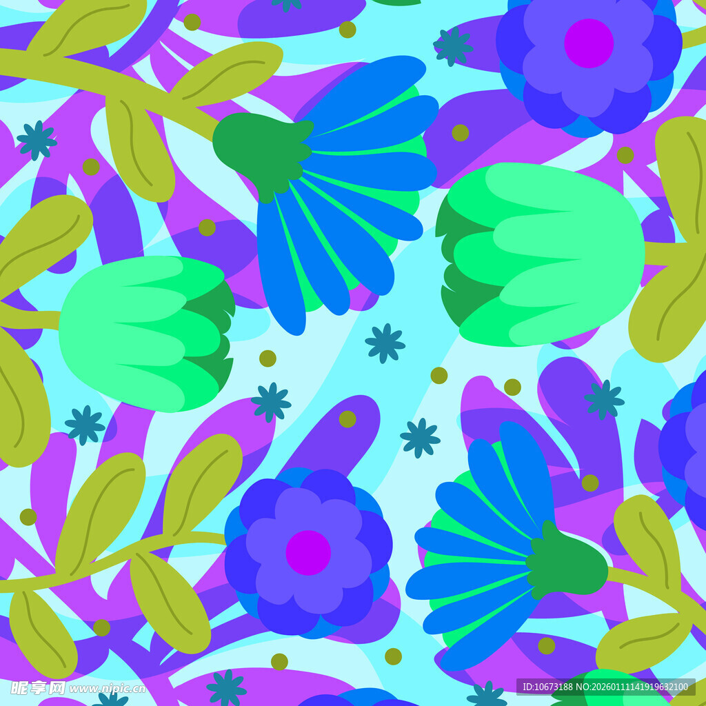 多彩花卉植物图案背景