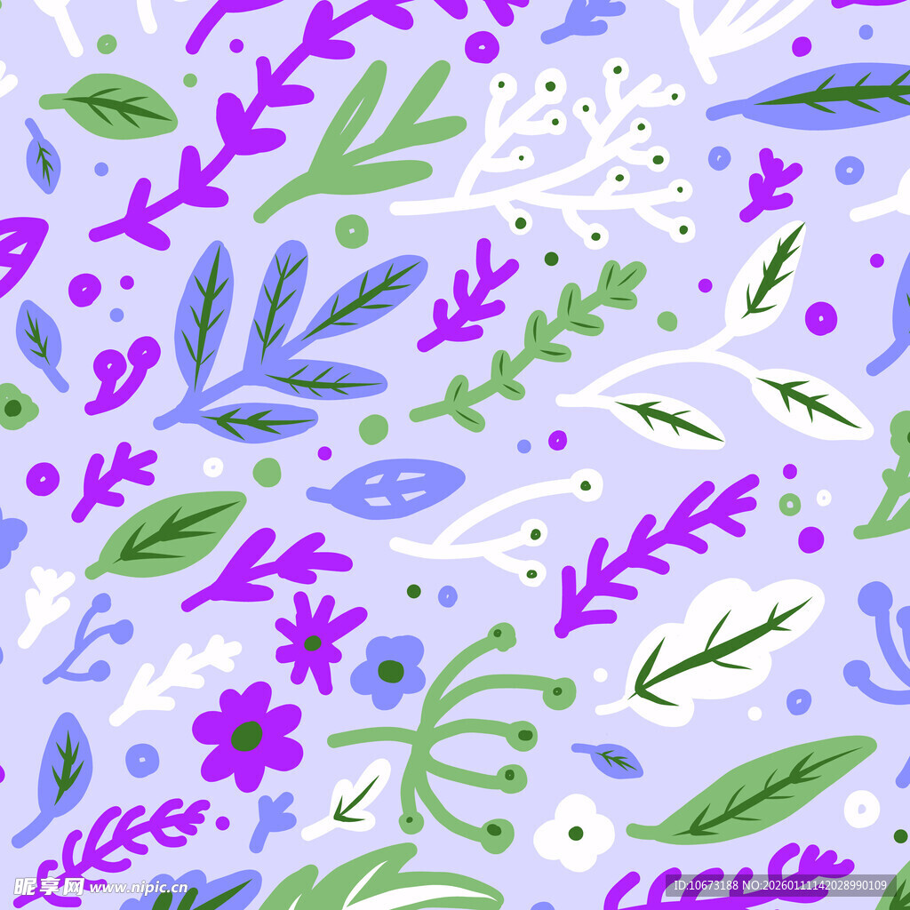 手绘紫色系植物图案背景