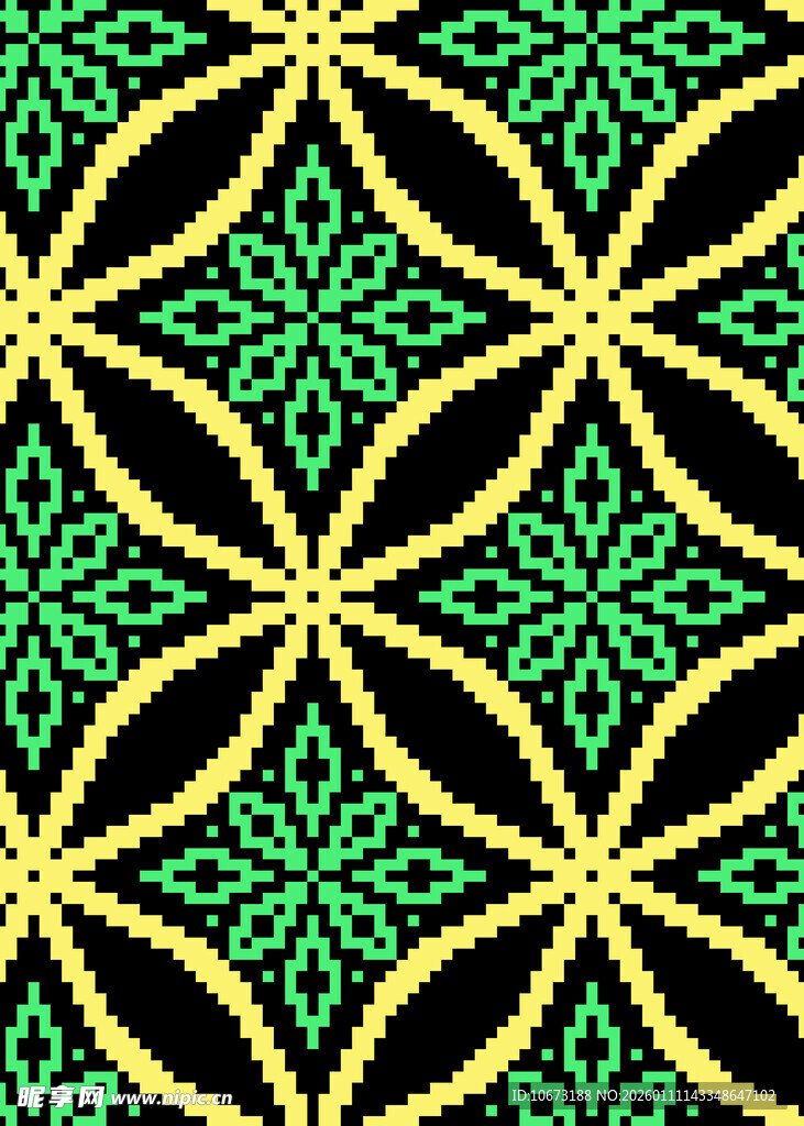 黄绿几何花纹图案