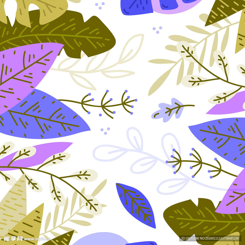 多彩植物花卉图案背景