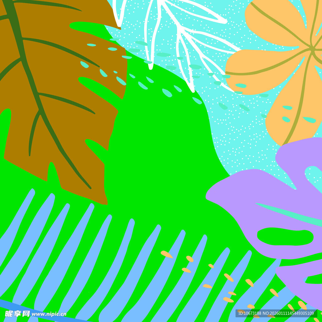 热带植物抽象插画