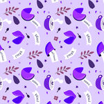 紫色花卉叶子无缝图案