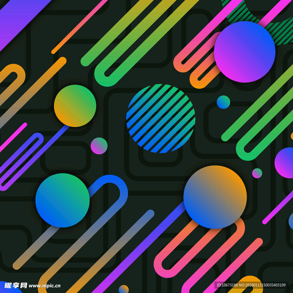 炫彩几何线条圆形图案