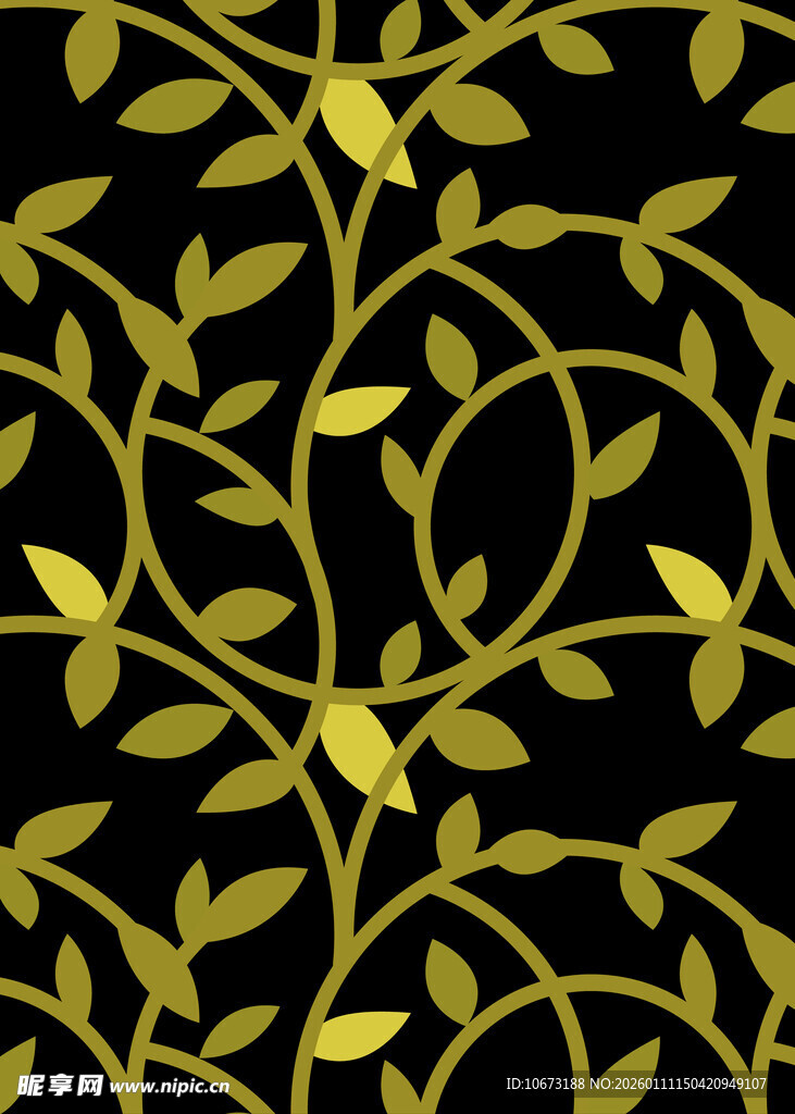 金色藤蔓花纹图案背景