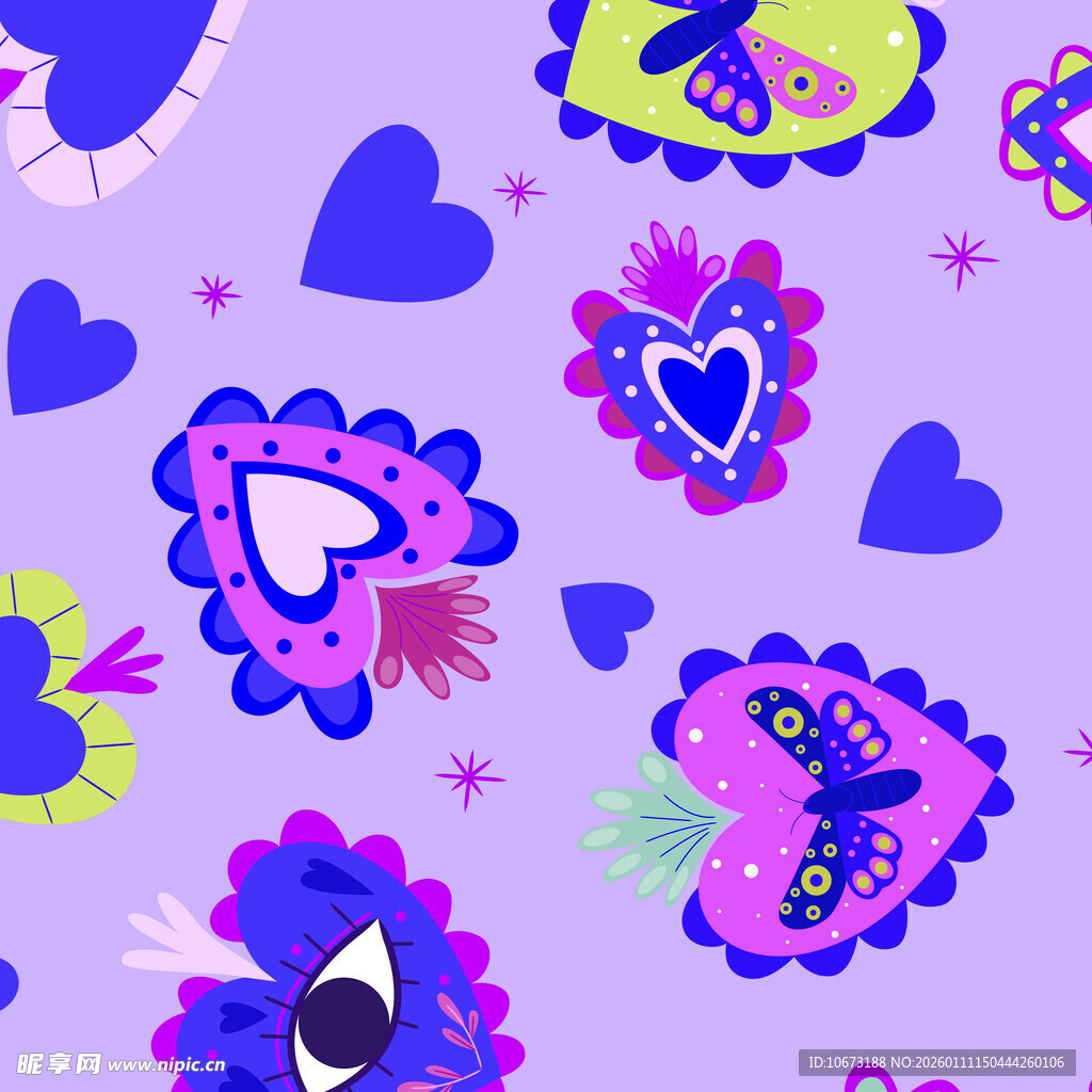 梦幻多彩心形图案背景