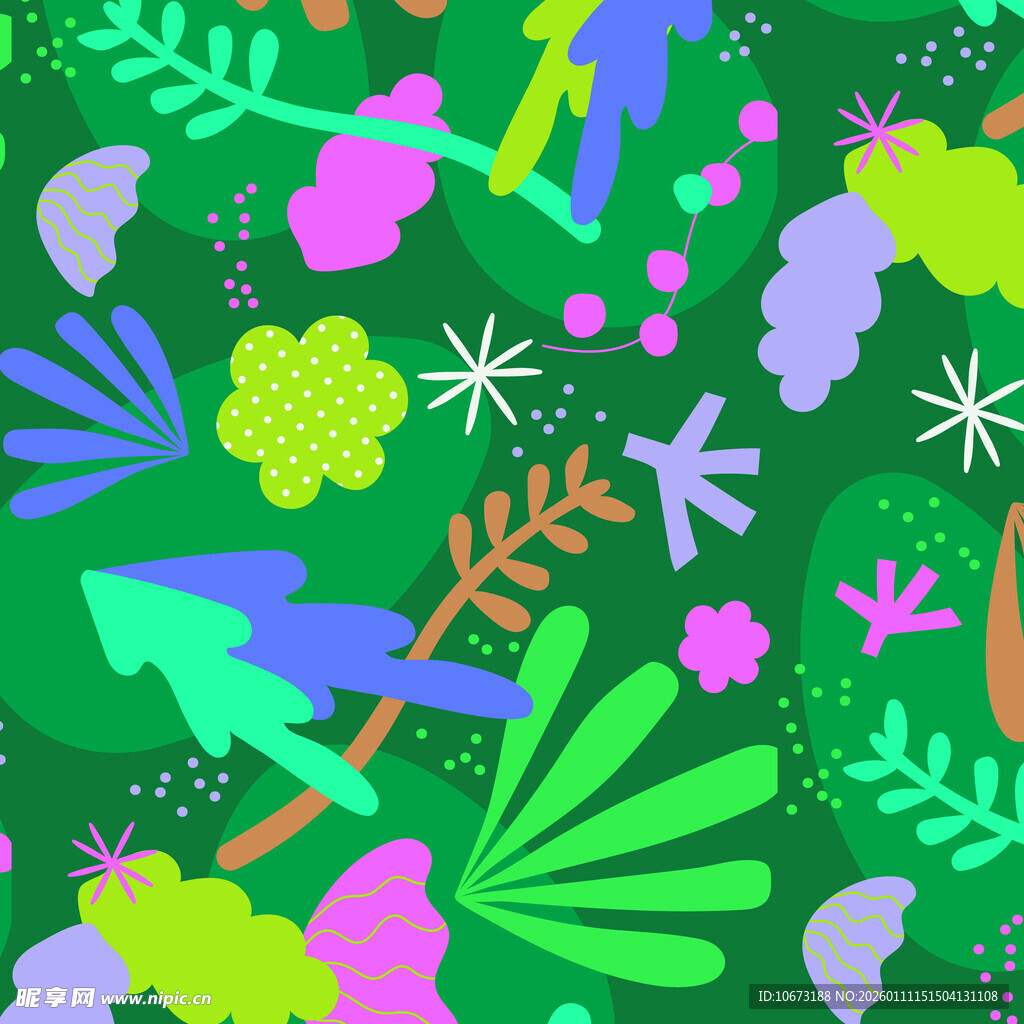 多彩抽象植物图案背景