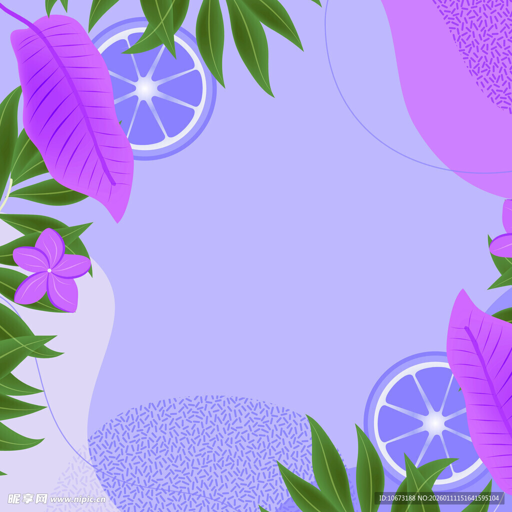 紫色清新花卉柠檬背景图