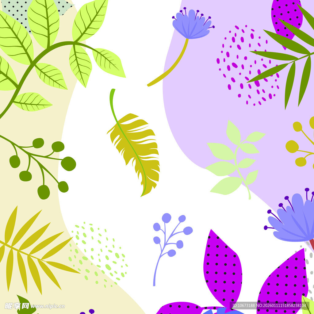 多彩植物花卉图案背景