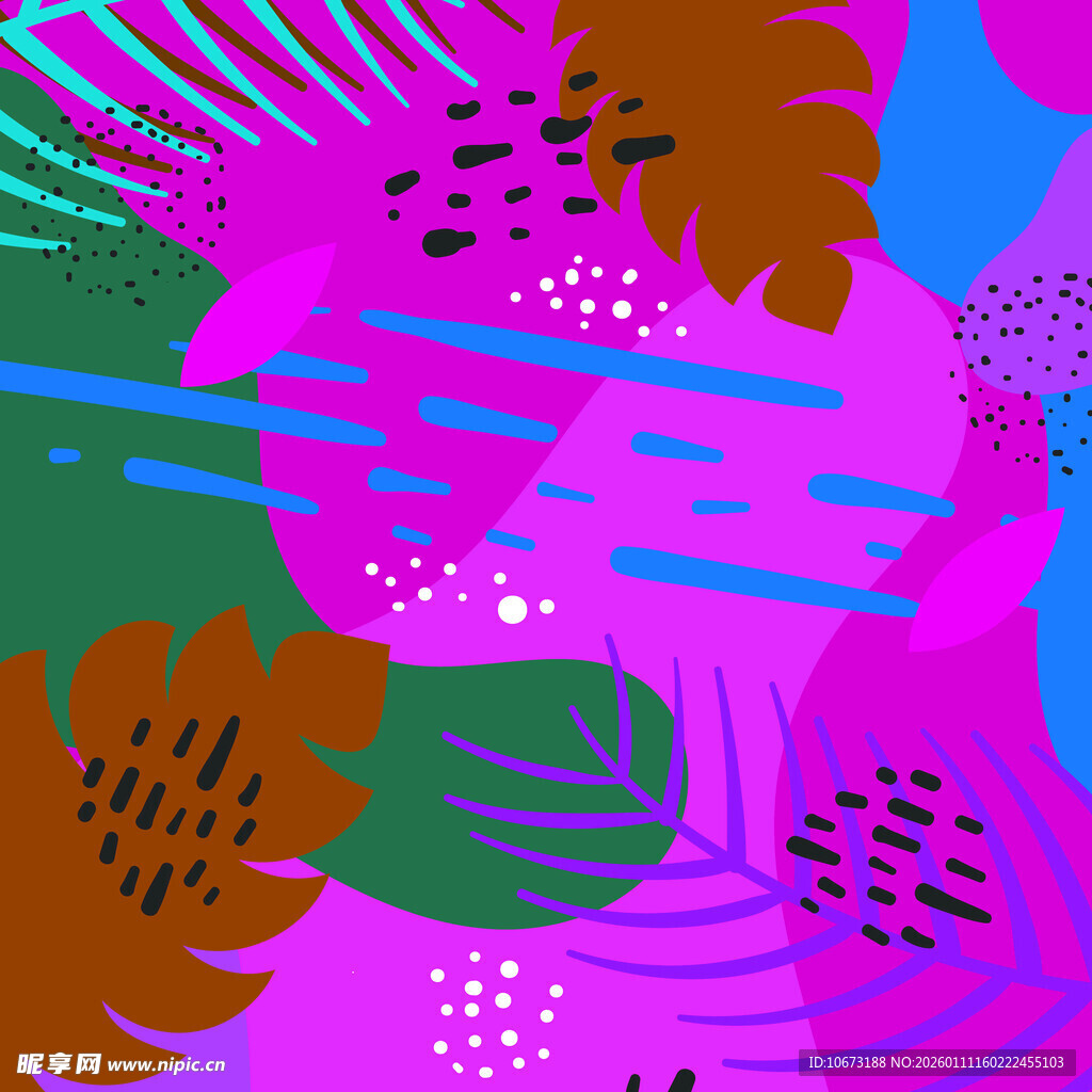 多彩抽象植物图案背景