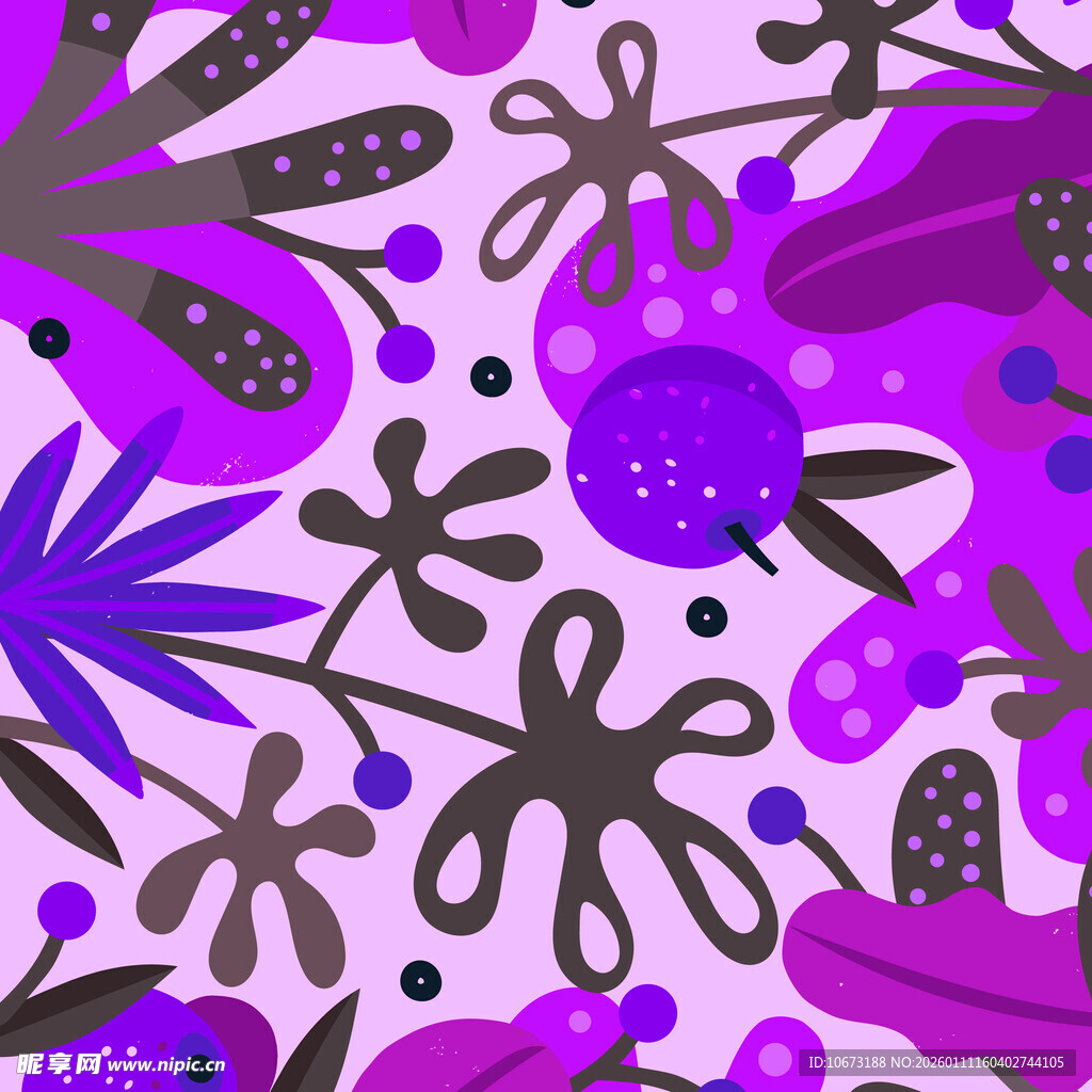 梦幻紫色抽象植物图案
