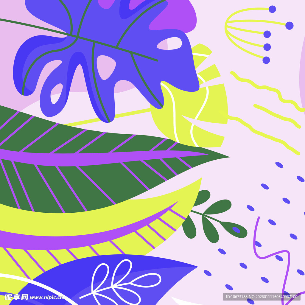 多彩植物图案插画