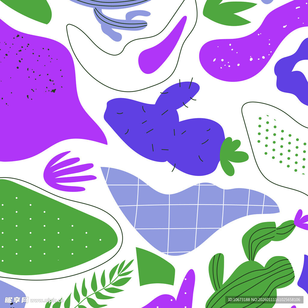 多彩抽象植物图案插画