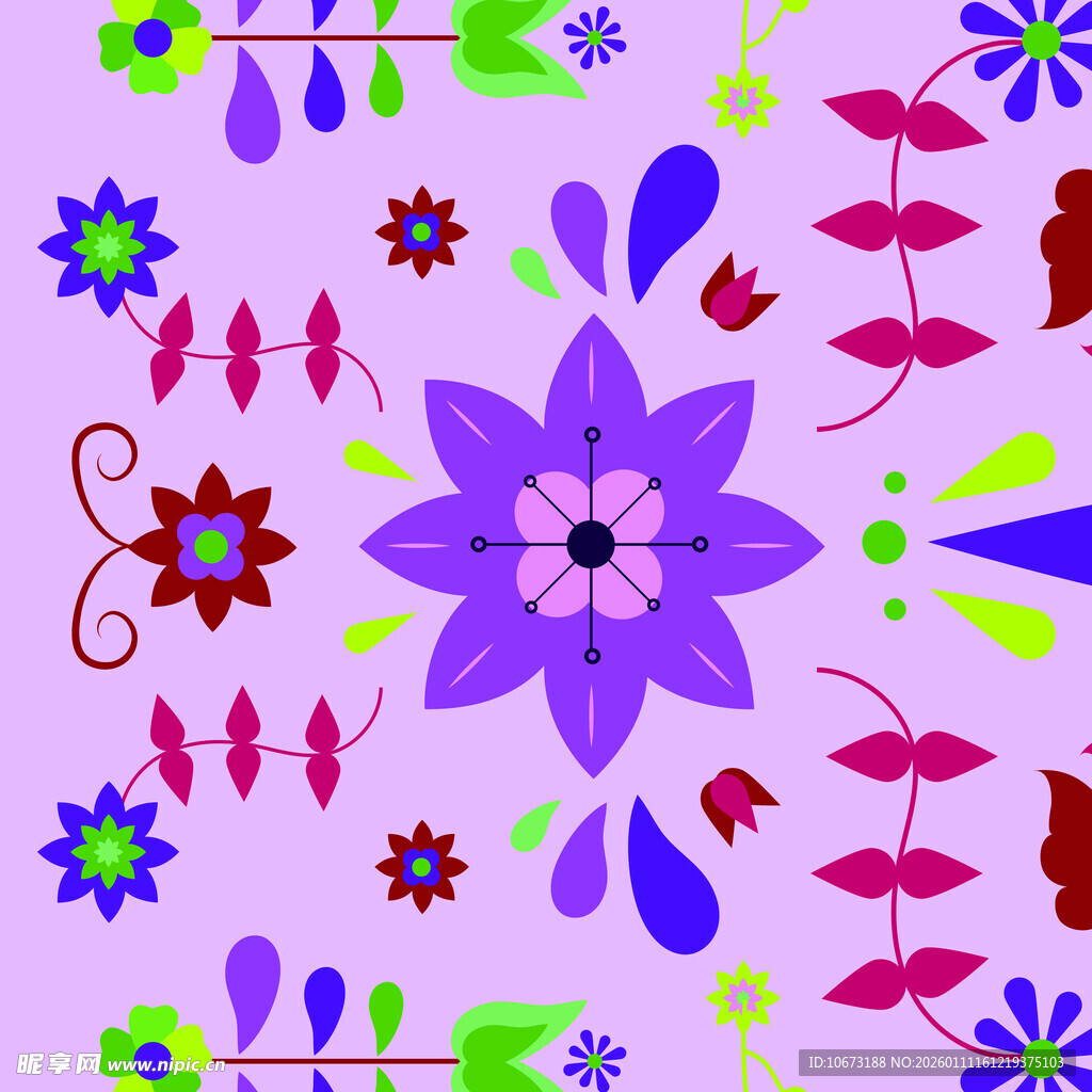 多彩花卉图案背景设计