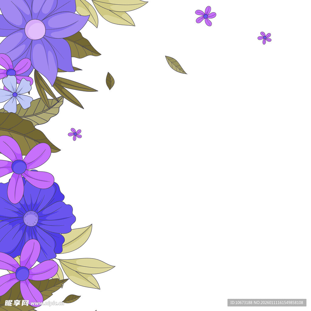 紫色花卉装饰图案