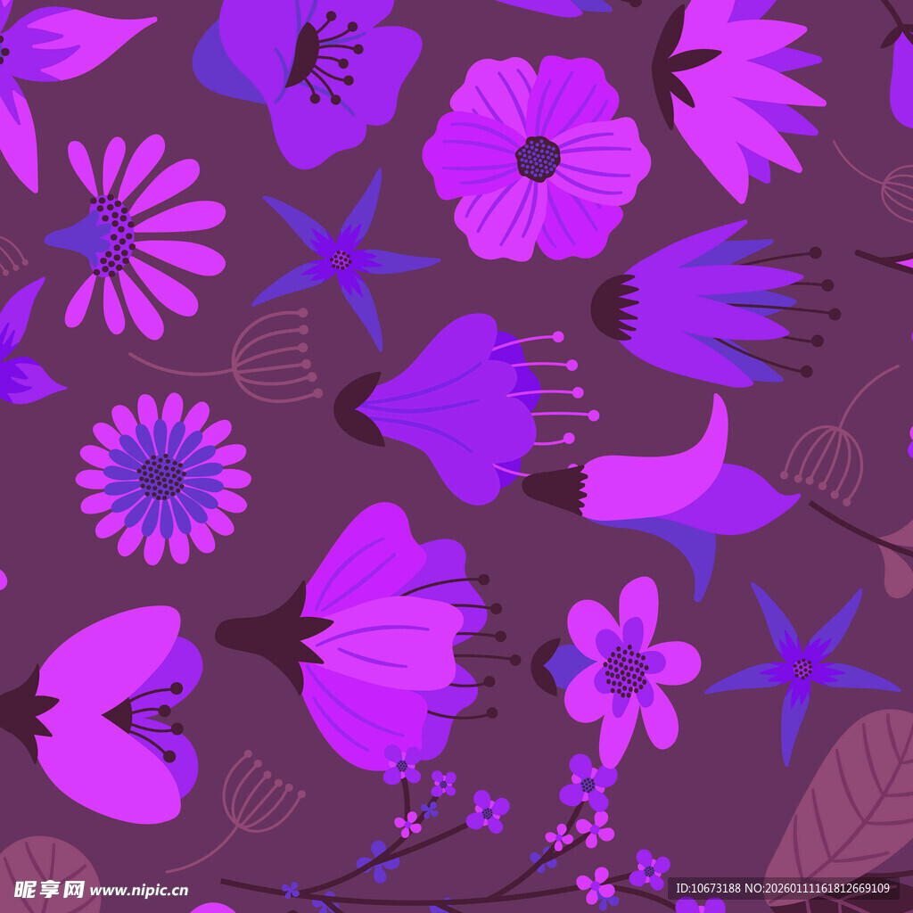 紫色花卉图案背景设计
