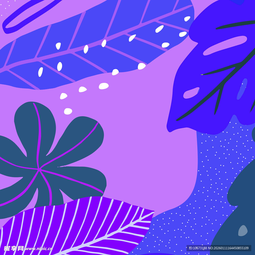 梦幻紫色系植物插画背景