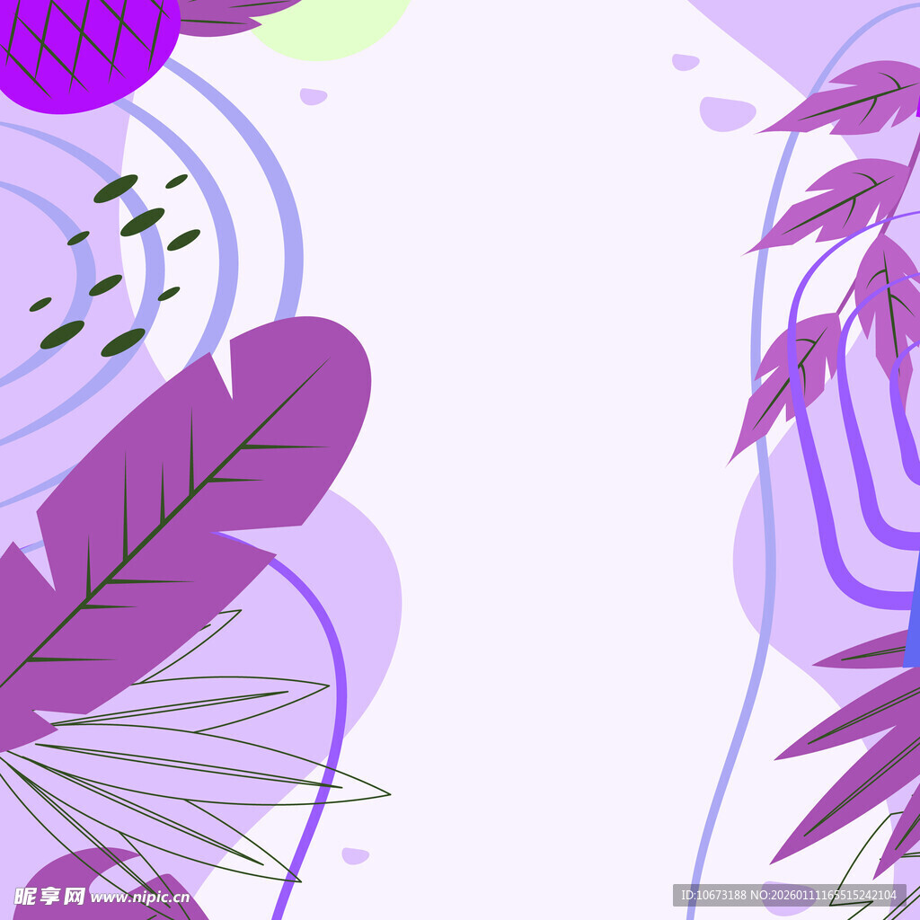 梦幻紫色系植物插画图案