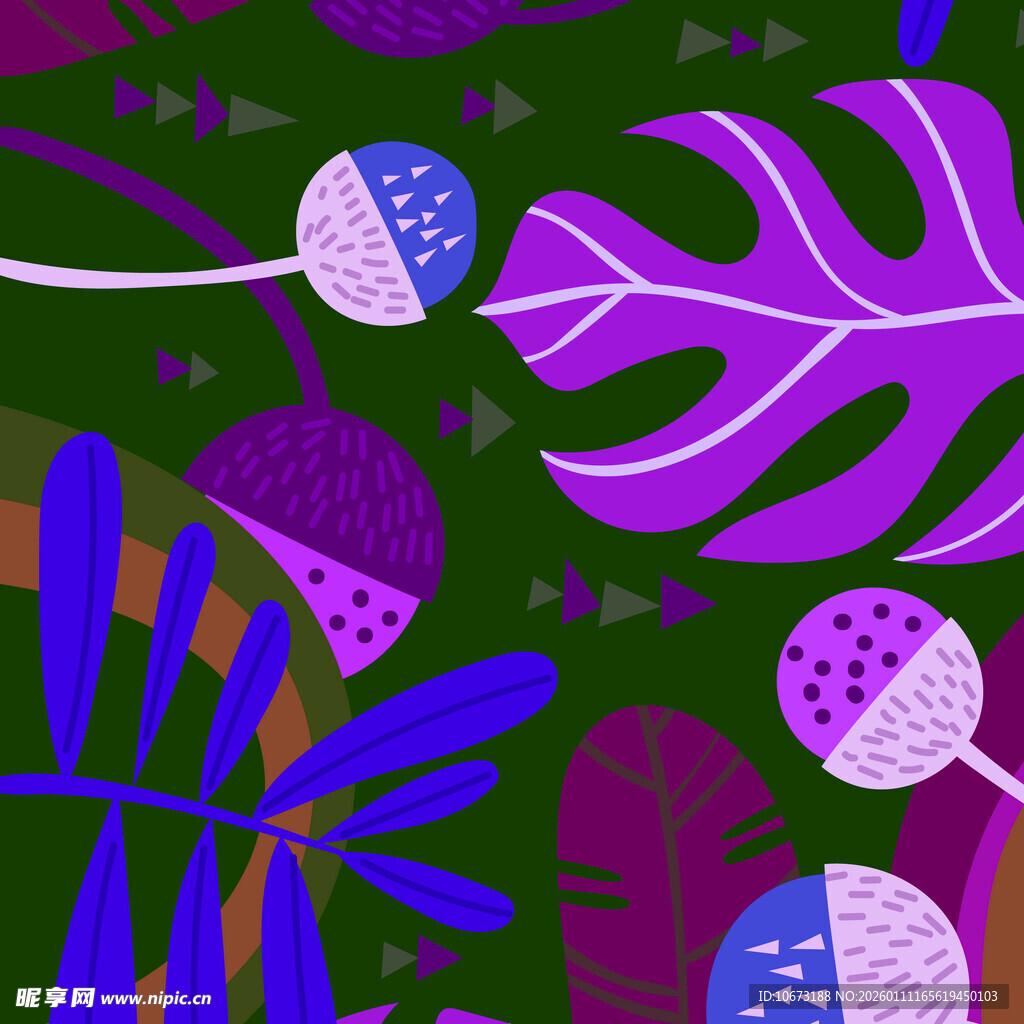 梦幻紫色系植物图案背景