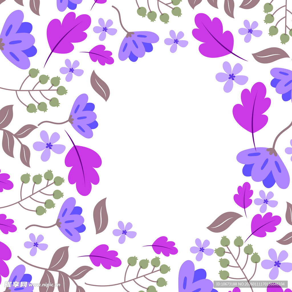 紫色花卉边框图案设计