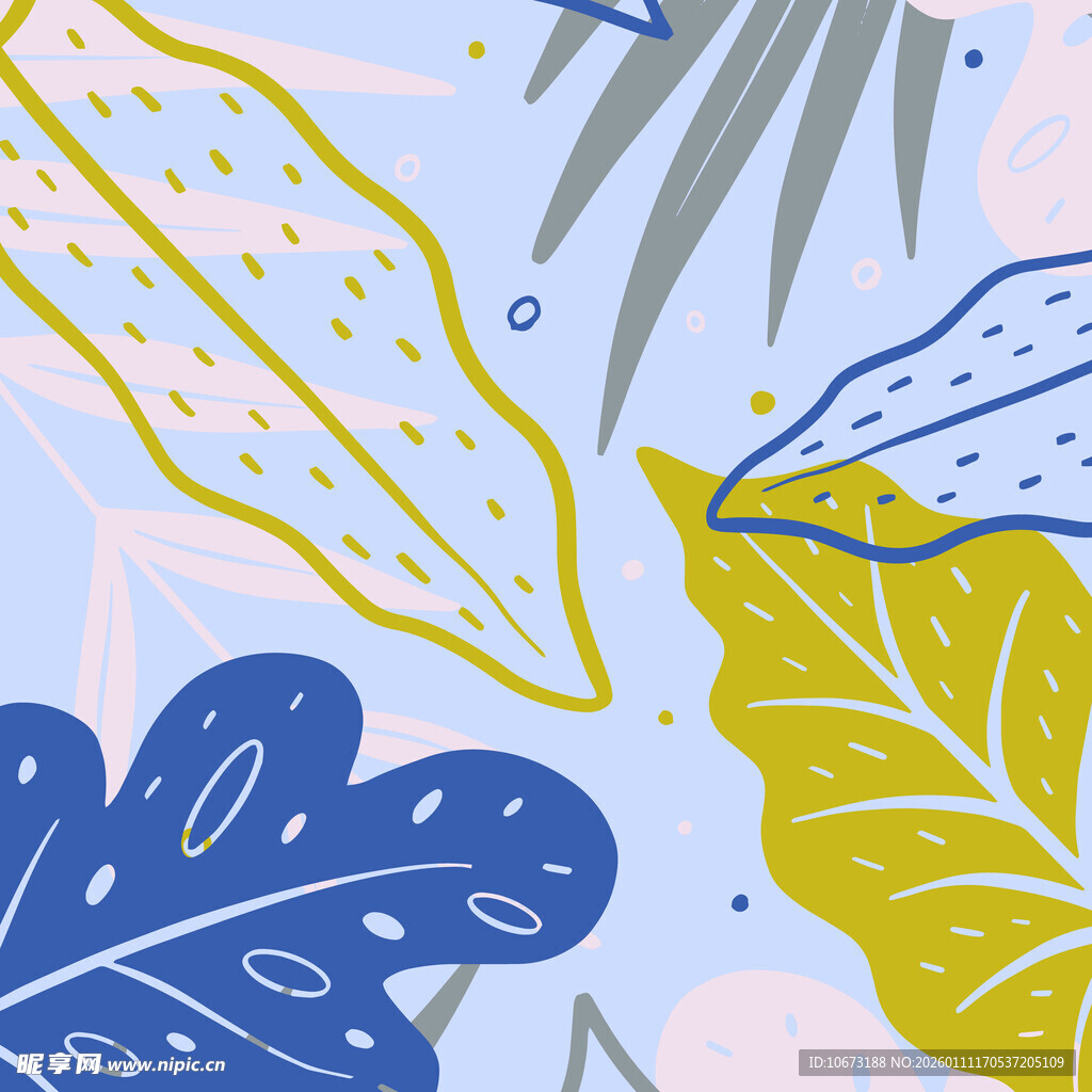 手绘多彩叶片图案背景