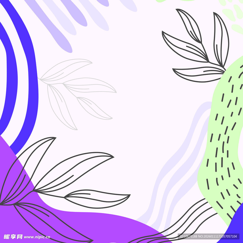抽象植物线条插画背景图