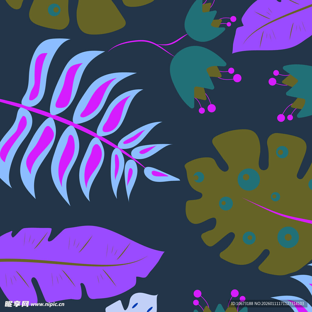 多彩植物元素图案设计