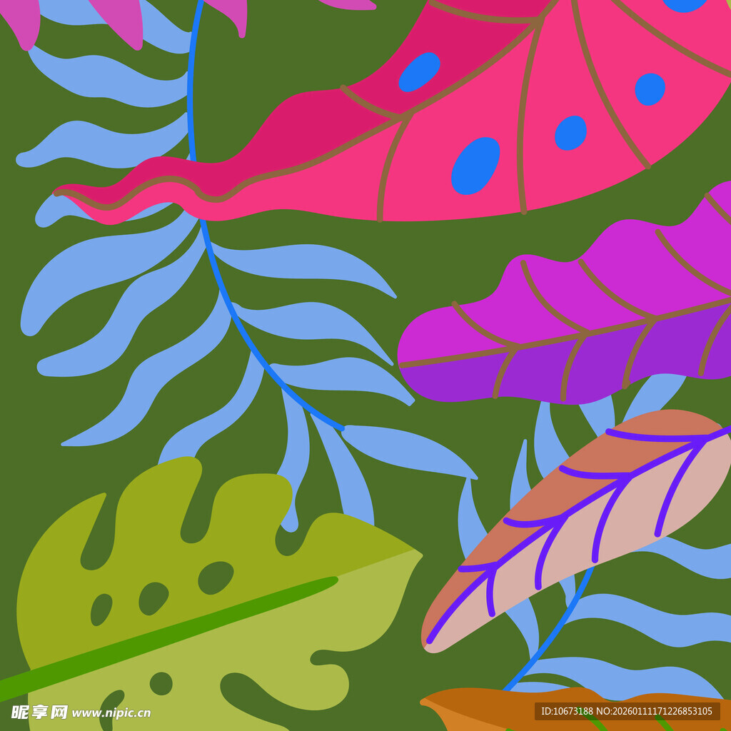 多彩热带植物图案