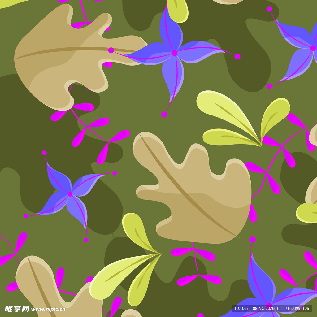 多彩植物图案背景纹理