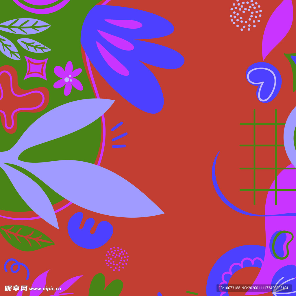 多彩抽象植物图案设计