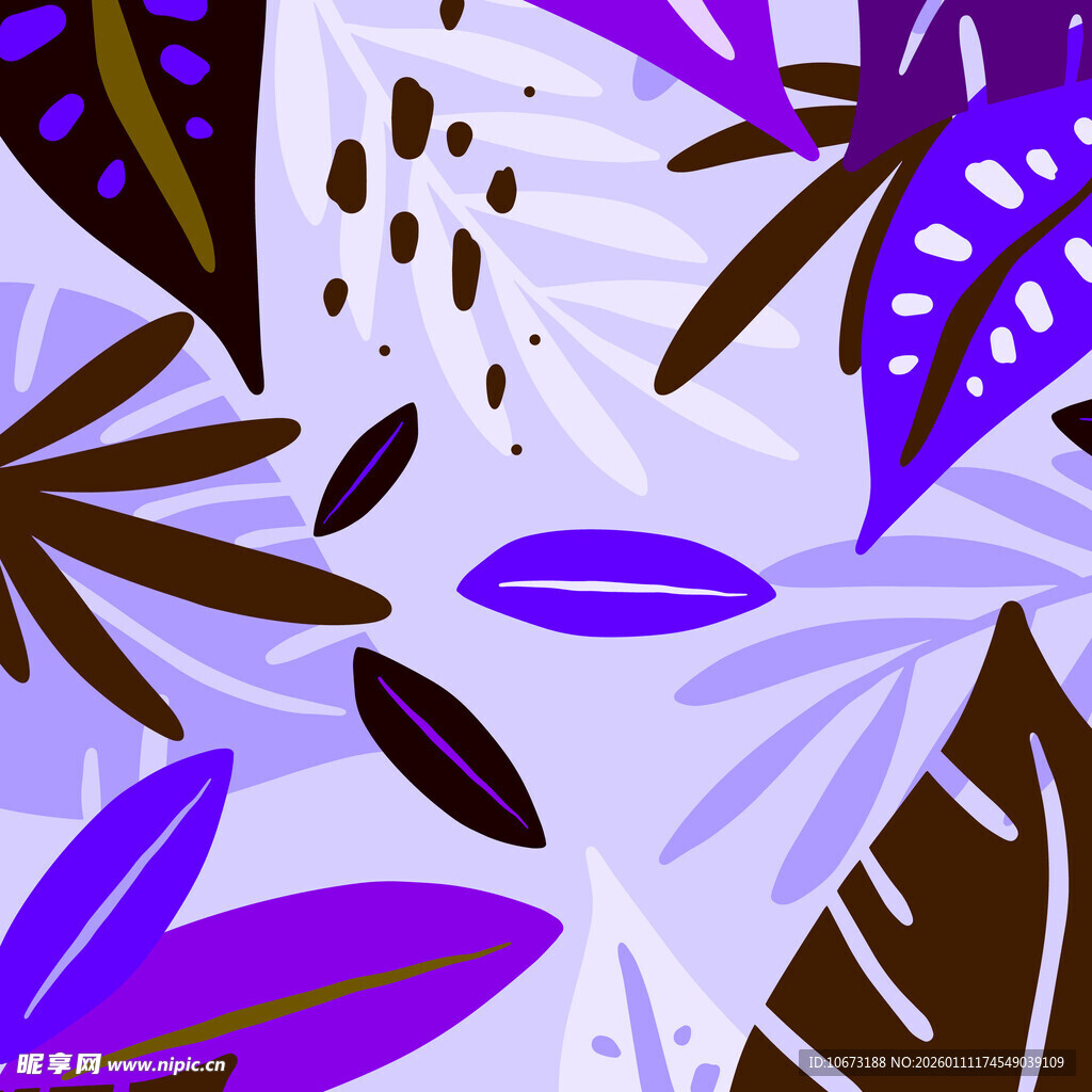 紫色系抽象植物叶片图案
