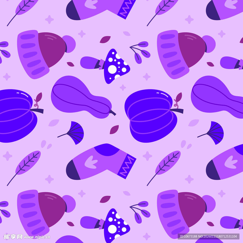 紫色系冬季用品图案背景