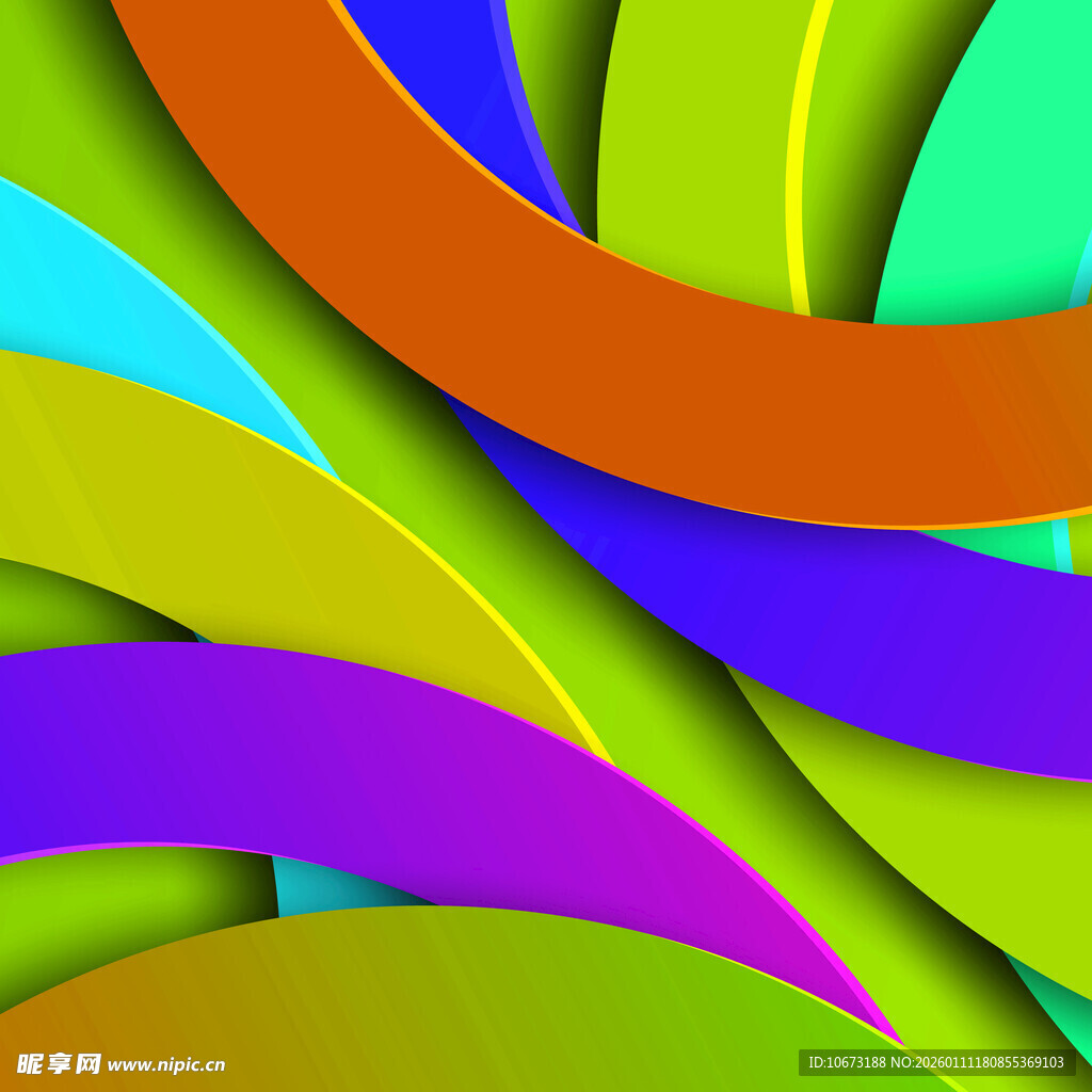 多彩曲线抽象艺术图案
