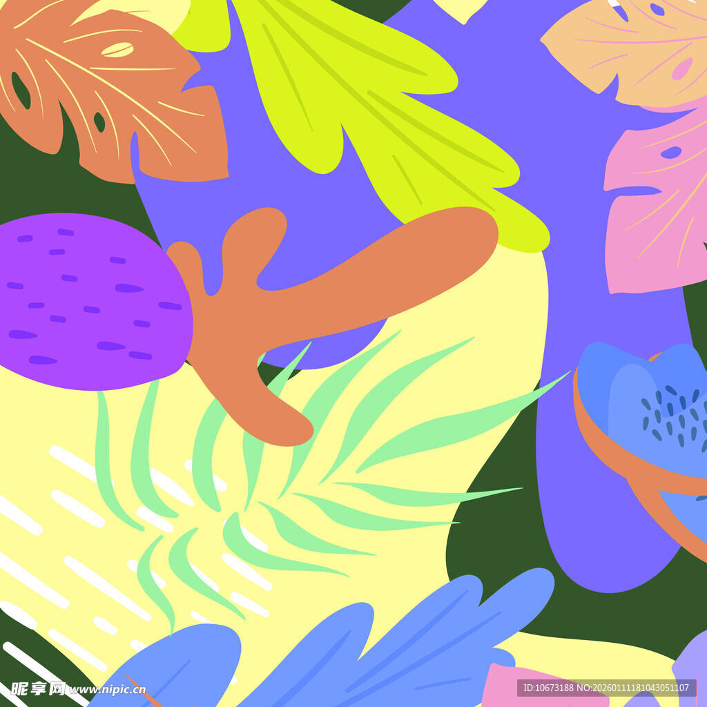 多彩抽象植物图案背景