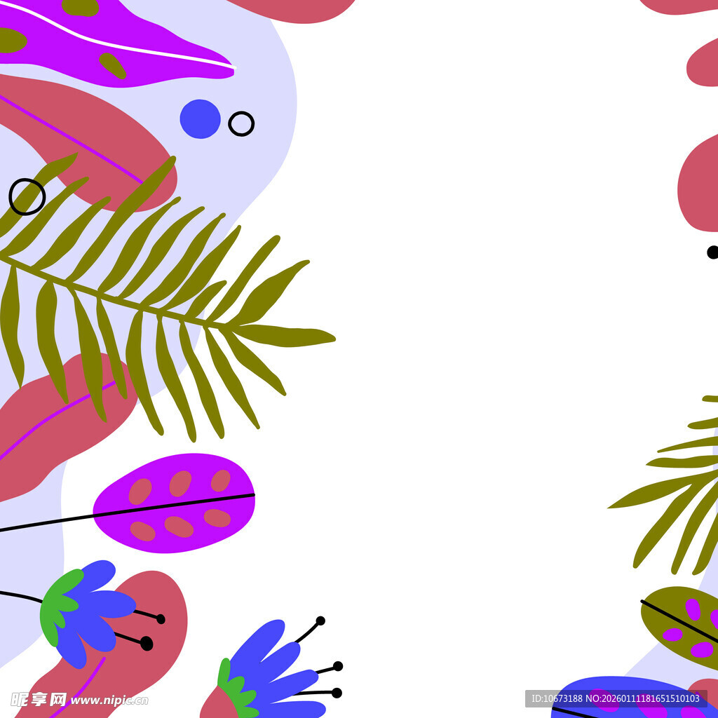 多彩植物插画图案