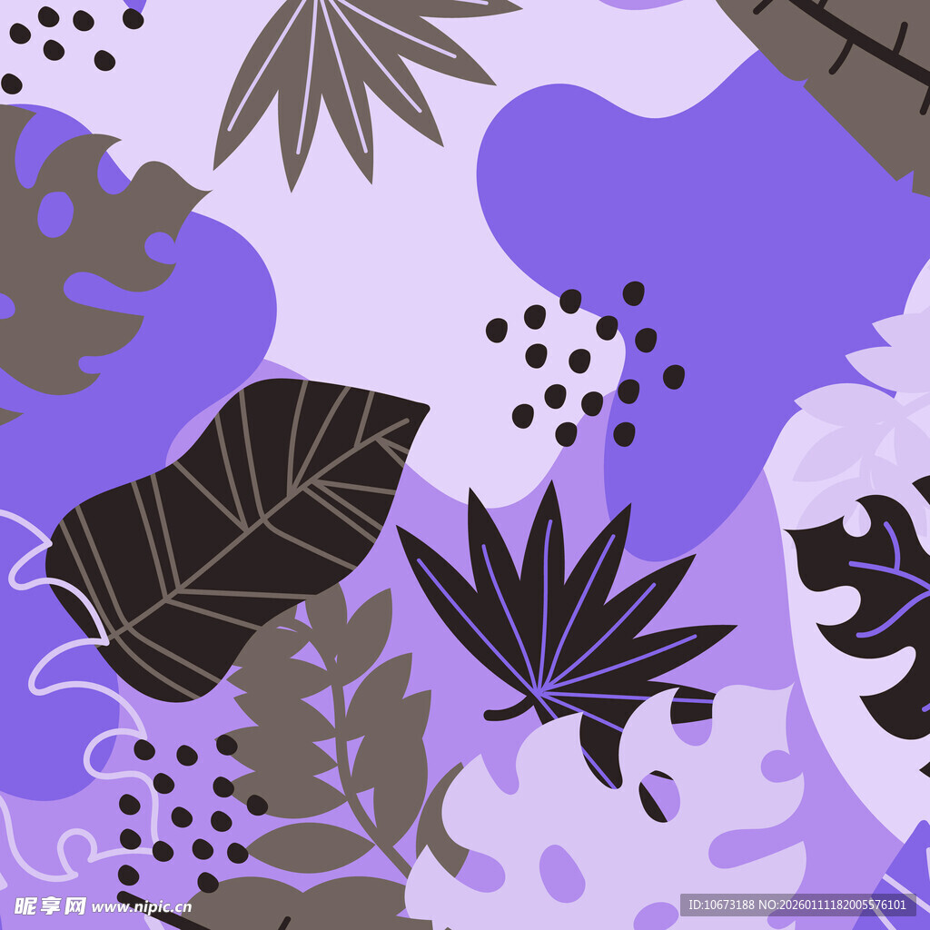 紫色系植物图案背景设计
