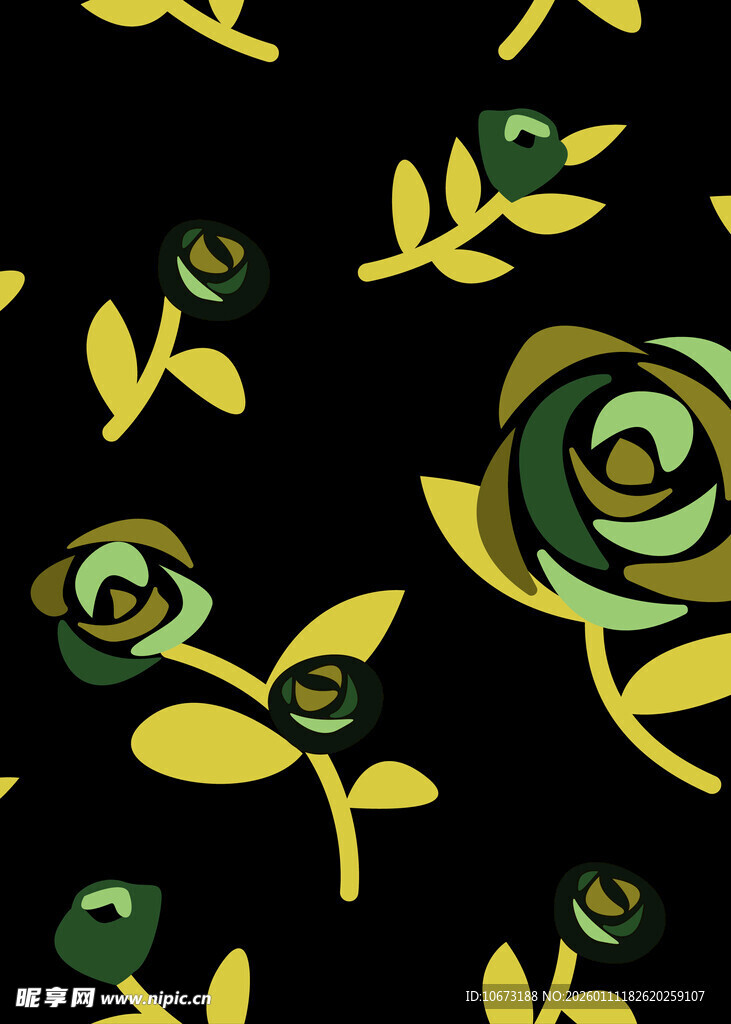 绿色玫瑰图案背景纹理