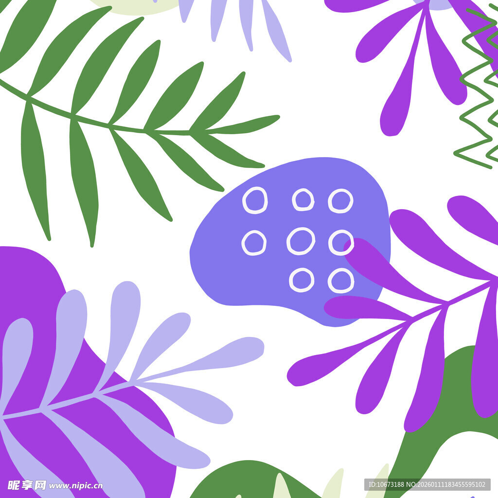 梦幻紫色系植物图案背景