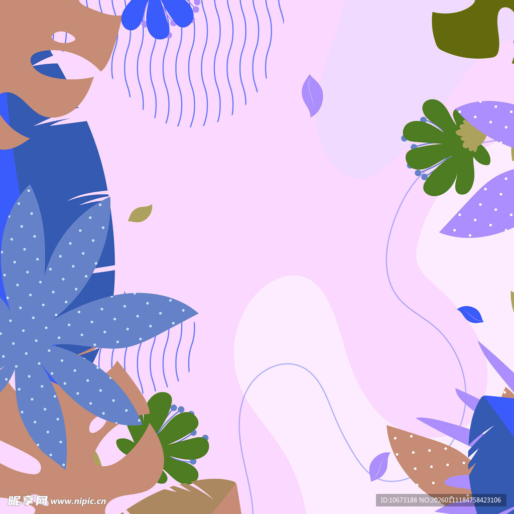 梦幻植物抽象插画背景