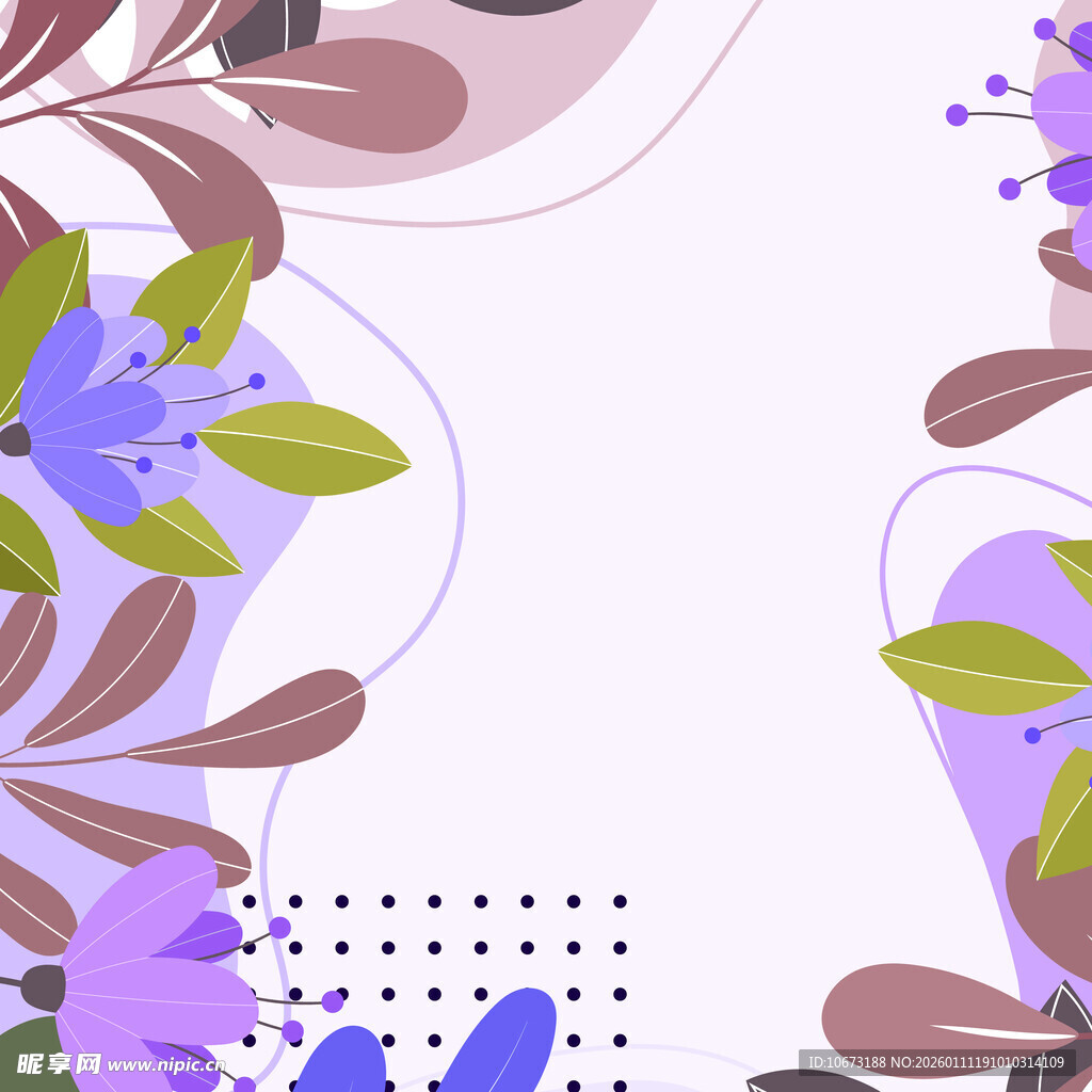 紫色花卉边框装饰图案