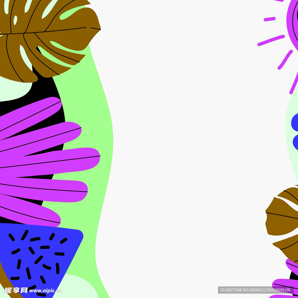 抽象多彩手部与植物图案
