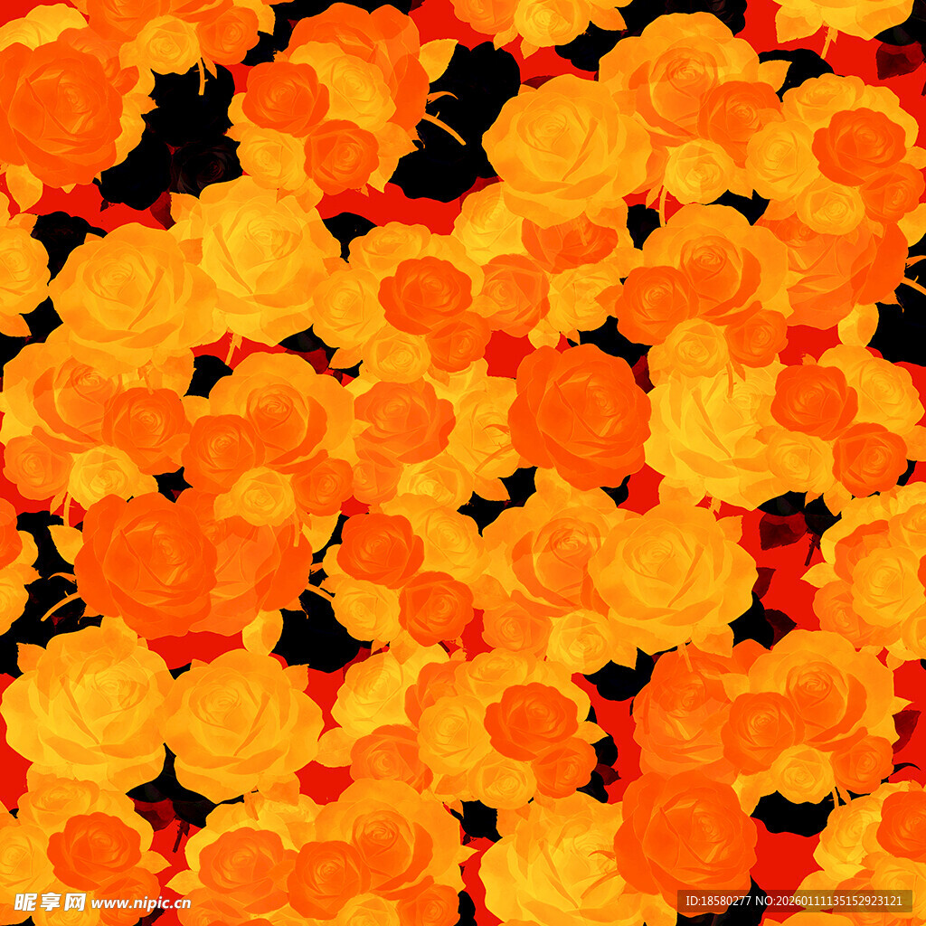 橙黄色花朵图案背景纹理