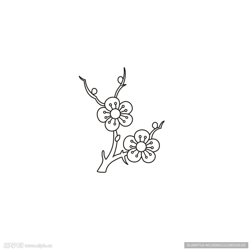 手绘梅花简图矢量图