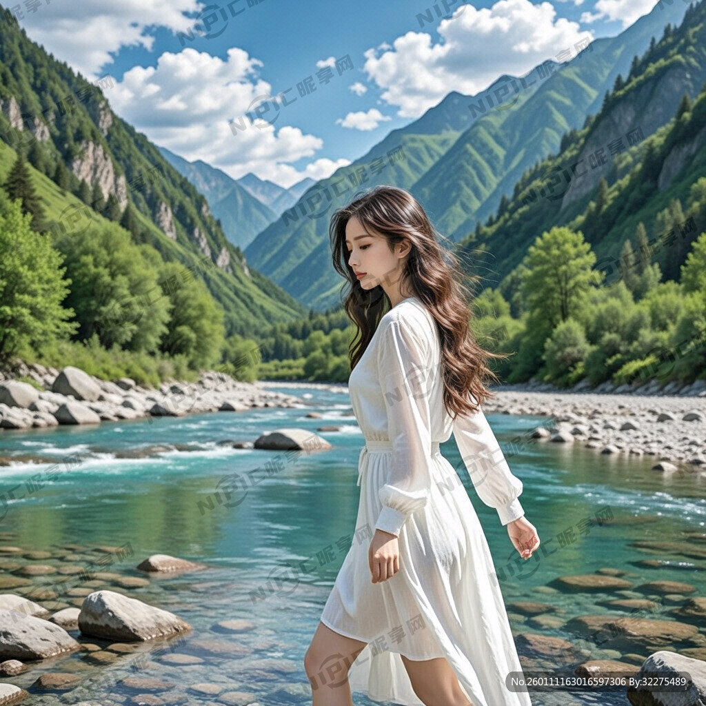 做一个美女写真 穿白衣裙