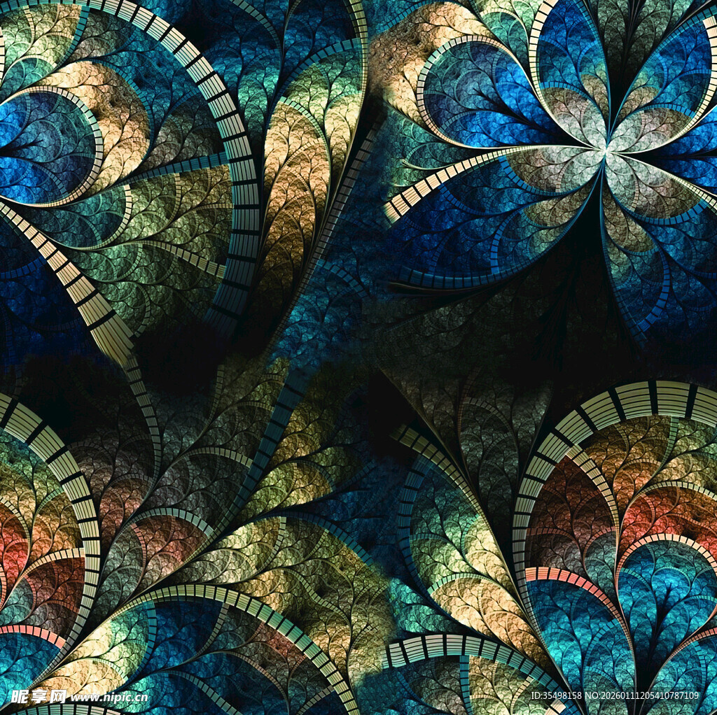 绚丽多彩的抽象分形图案