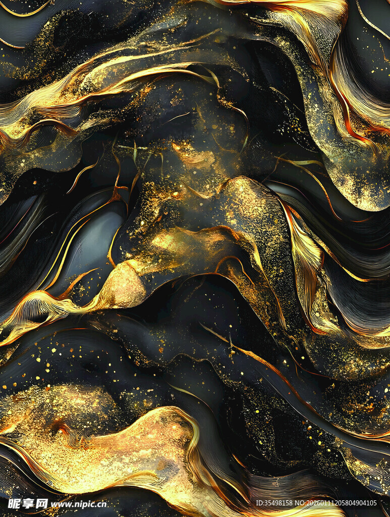 黑金流动纹理艺术图案
