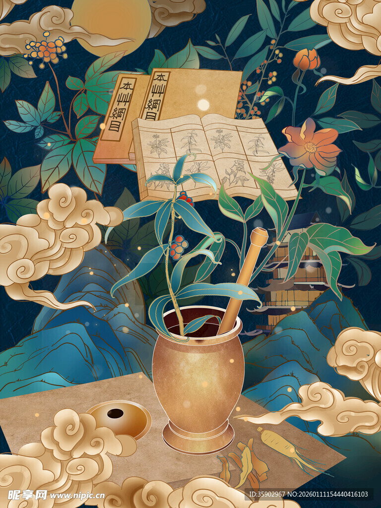 古风中式盆栽雅致场景