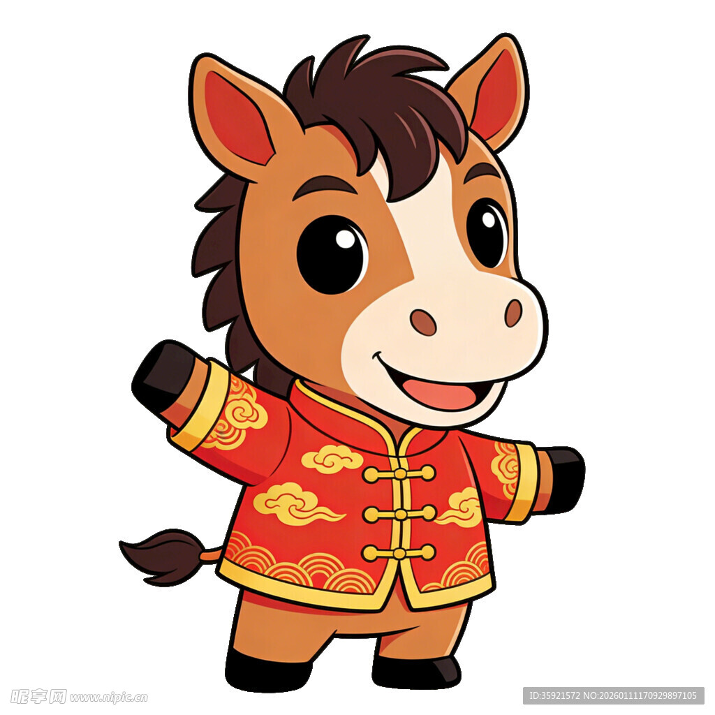 穿唐装的可爱小马形象