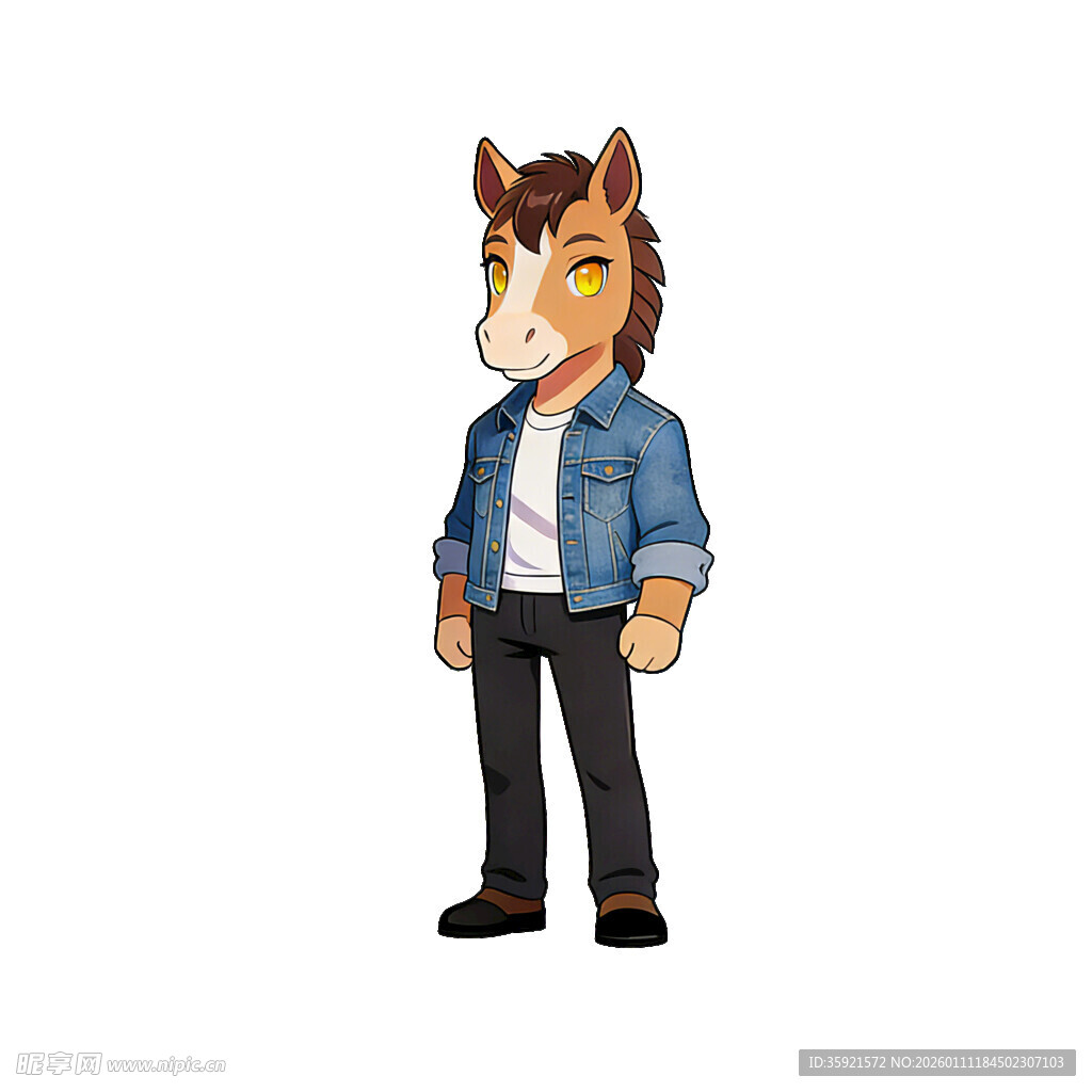 拟人化马角色牛仔装扮