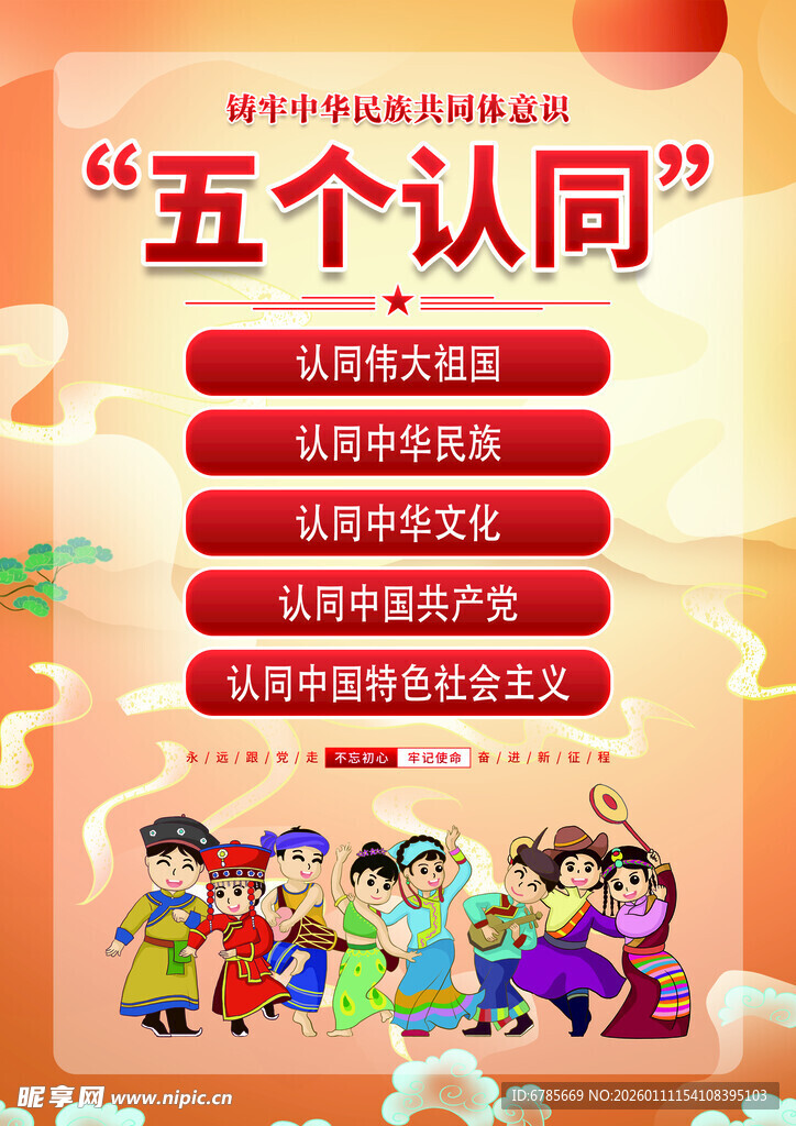 五个认同宣传海报