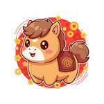 可爱小马贺岁插画